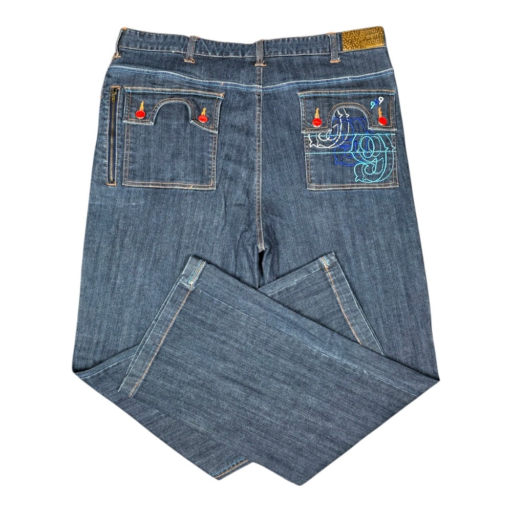 Vintage Y2K Gino Green Global Jeans Mens 40x33 999 Hip Hop Baggy Flap Pockets
